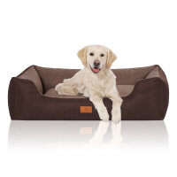 Knuffelwuff Hundebett Luke aus Velours mit feinem Handwebcharakter XL 105 x 75cm Braun-Potatoe