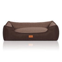 Knuffelwuff Hundebett Luke aus Velours mit feinem Handwebcharakter XL 105 x 75cm Braun-Potatoe