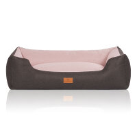 Knuffelwuff Hundebett Luke aus Velours mit feinem Handwebcharakter XL 105 x 75cm Schwarz-Rosa