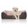 Knuffelwuff Hundebett Luke aus Velours mit feinem Handwebcharakter XL 105 x 75cm Schwarz-Rosa