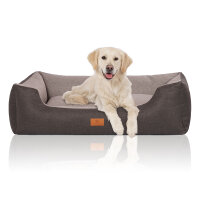 Knuffelwuff Hundebett Luke aus Velours mit feinem Handwebcharakter XL 105 x 75cm Schwarz-Grau