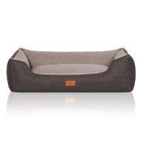 Knuffelwuff Hundebett Luke aus Velours mit feinem Handwebcharakter XL 105 x 75cm Schwarz-Grau