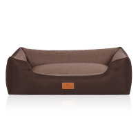 Knuffelwuff Hundebett Luke aus Velours mit feinem Handwebcharakter M-L 85 x 63cm Braun-Potatoe