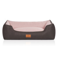Knuffelwuff Hundebett Luke aus Velours mit feinem Handwebcharakter M-L 85 x 63cm Schwarz-Rosa