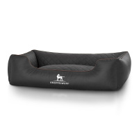 Knuffelwuff Hundebett Milan aus laser-gestepptem Kunstleder XXL 120 x 85cm Schwarz