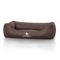 Knuffelwuff Hundebett Milan aus laser-gestepptem Kunstleder XL 105 x 75cm Braun
