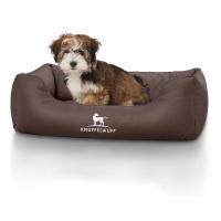 Knuffelwuff Hundebett Milan aus laser-gestepptem Kunstleder M-L 85 x 63cm Braun