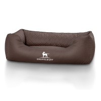 Knuffelwuff Hundebett Milan aus laser-gestepptem Kunstleder M-L 85 x 63cm Braun