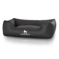 Knuffelwuff Hundebett Milan aus laser-gestepptem Kunstleder M-L 85 x 63cm Schwarz