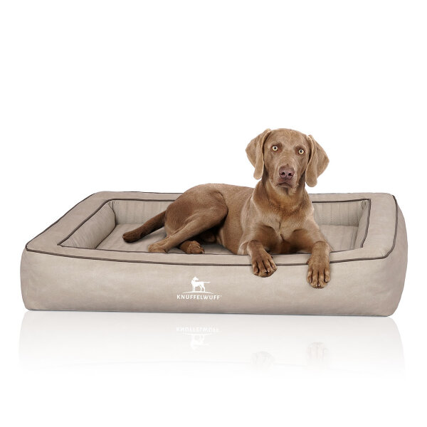 Knuffelwuff Montego orthopädisches Hundebett Kunstleder S 70 x 50 cm Grau