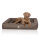Knuffelwuff Orthopädisches Hundebett aus Laser gestepptem Kunstleder Montego S 70 x 50cm Braungrau