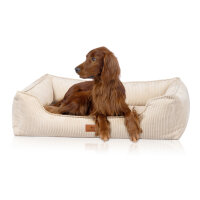 Knuffelwuff orthopädisches Hundebett aus Cord mit Handwebcharakter Nunavut XL 105 x 75cm Beige