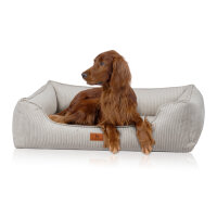 Knuffelwuff orthopädisches Hundebett aus Cord mit Handwebcharakter Nunavut M-L 85 x 63cm Hellgrau