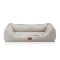 Knuffelwuff orthopädisches Hundebett aus Cord mit Handwebcharakter Nunavut M-L 85 x 63cm Hellgrau