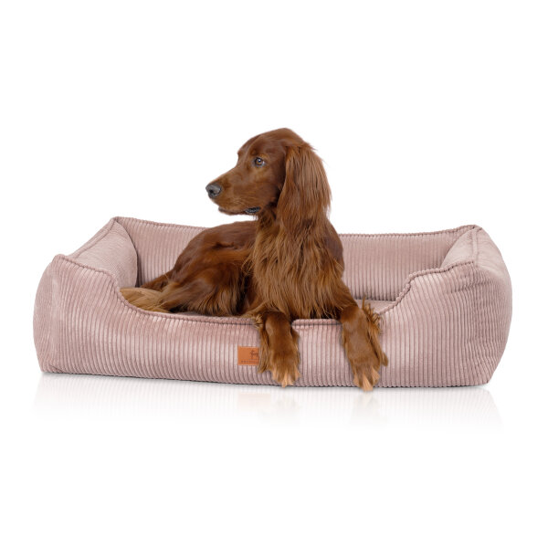 Knuffelwuff orthopädisches Hundebett aus Cord mit Handwebcharakter Nunavut XXL 120 x 85cm Rosa