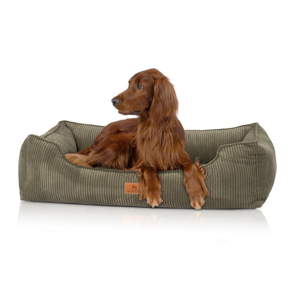 Knuffelwuff orthopädisches Hundebett aus Cord mit Handwebcharakter Nunavut M-L 85 x 63cm Khaki