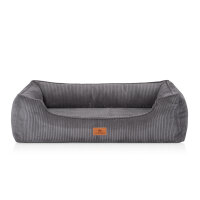 Knuffelwuff orthopädisches Hundebett aus Cord mit Handwebcharakter Nunavut M-L 85 x 63cm Grau
