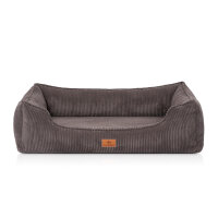 Knuffelwuff orthopädisches Hundebett aus Cord mit Handwebcharakter Nunavut M-L 85 x 63cm Braungrau