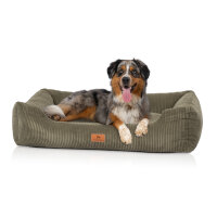 Knuffelwuff Hundebett aus Cord mit Handwebcharakter Olivia S 70 x 50cm Khaki