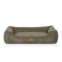 Knuffelwuff Hundebett aus Cord mit Handwebcharakter Olivia S 70 x 50cm Khaki