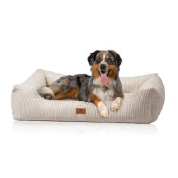 Knuffelwuff Hundebett aus Cord mit Handwebcharakter Olivia XXL 120 x 85cm Beige