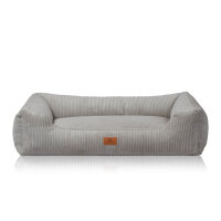 Knuffelwuff Hundebett aus Cord mit Handwebcharakter Olivia M-L 85 x 63cm Hellgrau