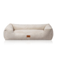 Knuffelwuff Hundebett aus Cord mit Handwebcharakter Olivia M-L 85 x 63cm Beige