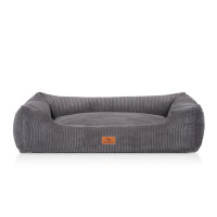 Knuffelwuff Hundebett aus Cord mit Handwebcharakter Olivia XXL 120 x 85cm Grau