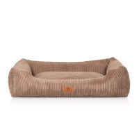 Knuffelwuff Hundebett aus Cord mit Handwebcharakter Olivia XXL 120 x 85cm Braun
