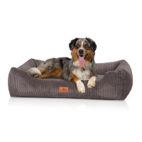 Knuffelwuff Hundebett aus Cord mit Handwebcharakter Olivia XL 105 x 75cm Braungrau