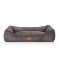 Knuffelwuff Hundebett aus Cord mit Handwebcharakter Olivia XL 105 x 75cm Braungrau