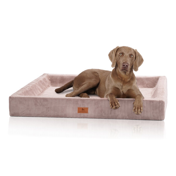 Knuffelwuff orthopädisches Hundebett aus Cord mit Handwebcharakter Santiago S 70 x 50cm Rosa