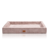 Knuffelwuff orthopädisches Hundebett aus Cord mit Handwebcharakter Santiago S 70 x 50cm Rosa