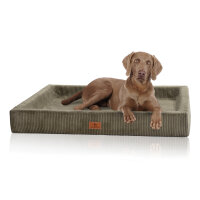 Knuffelwuff orthopädisches Hundebett aus Cord mit Handwebcharakter Santiago S 70 x 50cm Khaki