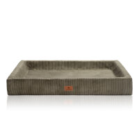 Knuffelwuff orthopädisches Hundebett aus Cord mit Handwebcharakter Santiago S 70 x 50cm Khaki