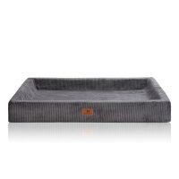 Knuffelwuff orthopädisches Hundebett aus Cord mit Handwebcharakter Santiago M-L 85 x 65cm Grau