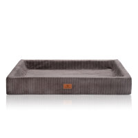 Knuffelwuff orthopädisches Hundebett aus Cord mit Handwebcharakter Santiago M-L 85 x 65cm Braungrau