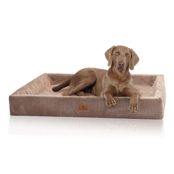 Knuffelwuff orthopädisches Hundebett aus Cord mit Handwebcharakter Santiago M-L 85 x 65cm Braun