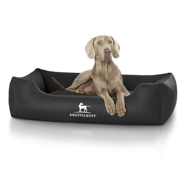 Knuffelwuff Kunstleder Hundebett Sidney XL 105 x 75cm Schwarz