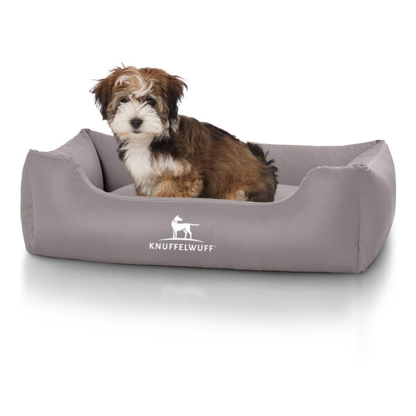 Knuffelwuff Kunstleder Hundebett Sidney M-L 85 x 63cm Grau