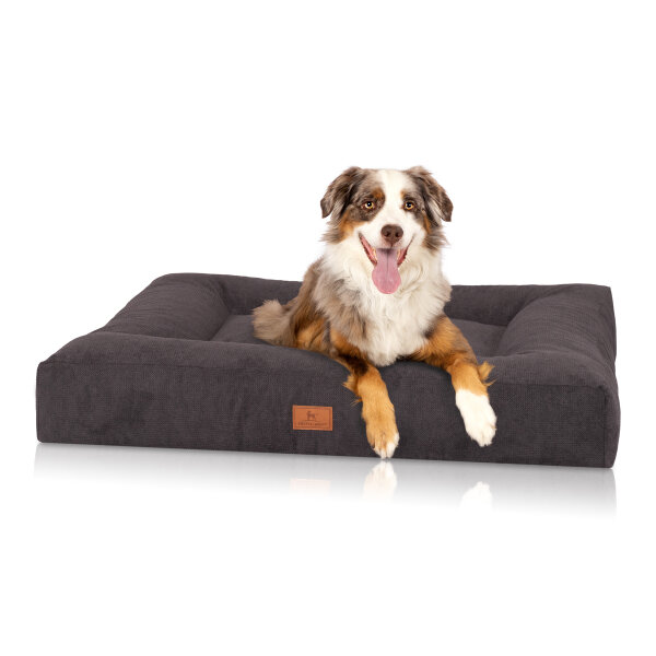 Knuffelwuff orthopädisches Hundebett aus Velours mit Handwebcharakter Sofia 120x100cm Schwarz