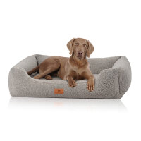 Knuffelwuff orthopädisches Hundebett Wollekopp aus kuscheligem Teddy Material XL 105 x 75cm Grau