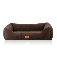 Knuffelwuff orthopädisches Hundebett Wollekopp aus kuscheligem Teddy Material M-L 85 x 63cm Braun