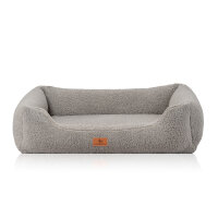 Knuffelwuff orthopädisches Hundebett Wollekopp aus kuscheligem Teddy Material M-L 85 x 63cm Grau