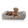 Knuffelwuff orthopädisches Hundebett Wollekopp aus kuscheligem Teddy Material M-L 85 x 63cm Grau