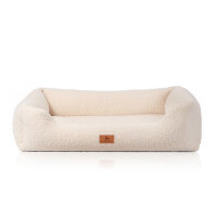 Knuffelwuff orthopädisches Hundebett Wollekopp aus kuscheligem Teddy Material M-L 85 x 63cm Beige