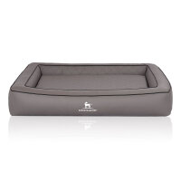 Knuffelwuff Orthopädisches Hundebett aus Laser gestepptem Kunstleder Hampstead S 70 x 50cm Grau