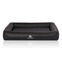 Knuffelwuff Orthopädisches Hundebett aus Laser gestepptem Kunstleder Hampstead S 70 x 50cm Schwarz