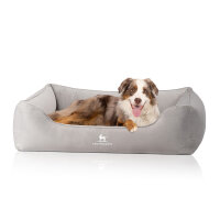 Knuffelwuff orthopädisches Hundebett Jona aus weichem wärmendem Samt XL Grau