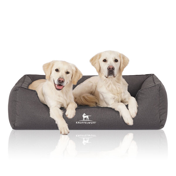 Knuffelwuff Orthopädisches Wasserabweisendes Hundebett Leon aus Velours mit Handwebcharakter XXL 120 x 85cm Anthrazit